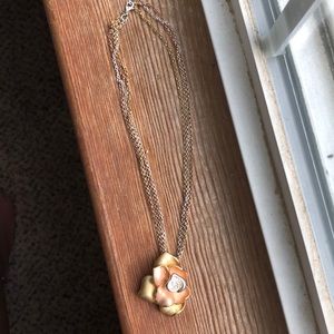 sterling silver platted gold and rose necklace